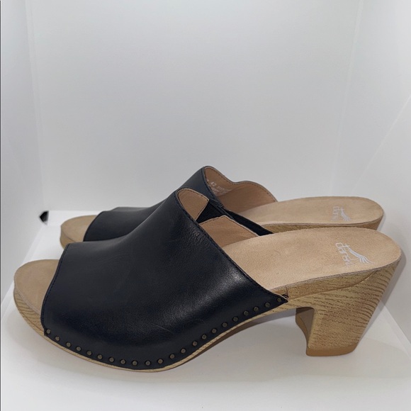 Dansko Tandi Block Heel Sandals Peep Toe Black Leather Women’s EU 42 US 11.5-12 - Picture 2 of 13